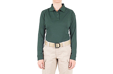 Image of First Tactical Performance Long Sleeve Polo - Womens, Spruce Green, Extra Small, 121503-812-XS