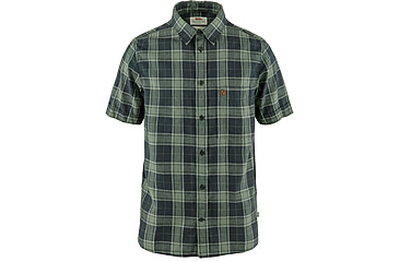 Image of Fjallraven Ovik Travel Short Sleeve Shirt - Mens, Dark Navy/Patina Green, Medium, F87039-555-614-M