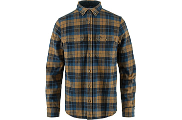 Image of Fjallraven Singi Heavy Flannel Shirt - Mens, Dark Navy/Buckwheat Brown, Medium, F81373-555-232-M