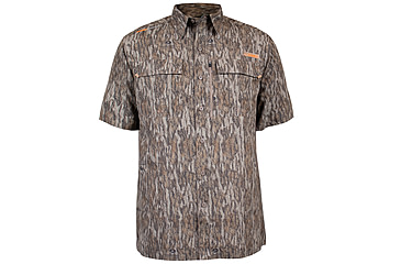 Image of Habit Hatcher Pass Camo Guide Short Sleeve Shirt - Mens, Mossy Oak New Bottomland, Small, TS1476-014-S