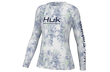 Image of HUK Performance Fishing Aqua Dye Pursuit Crew Shirt - Womens, White, L, H6120173-100-L
