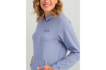Image of HUK Performance Fishing Coldfront Pullover Hoodie - Womens, Lghtng Sky Hthr, Large, H6130023-463-L