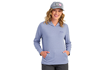 Image of HUK Performance Fishing Coldfront Pullover Hoodie - Womens, Lghtng Sky Hthr, Large, H6130023-463-L