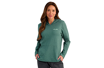 Image of HUK Performance Fishing Coldfront Pullover Hoodie - Womens, Nrth Atlnc Hthr, Small, H6130023-367-S