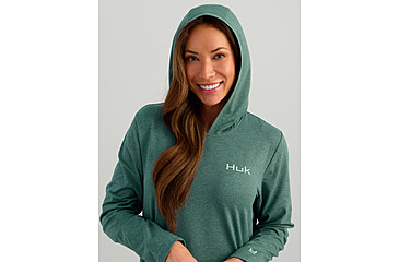 Image of HUK Performance Fishing Coldfront Pullover Hoodie - Womens, Nrth Atlnc Hthr, Small, H6130023-367-S