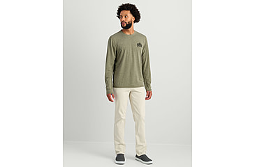 Image of HUK Performance Fishing Drift Graphic Crew Shirt -Mens, Long Sleeve, Heather Moss, Small, H1200709-318-S