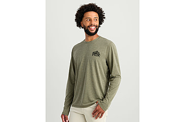 Image of HUK Performance Fishing Drift Graphic Crew Shirt -Mens, Long Sleeve, Heather Moss, Small, H1200709-318-S