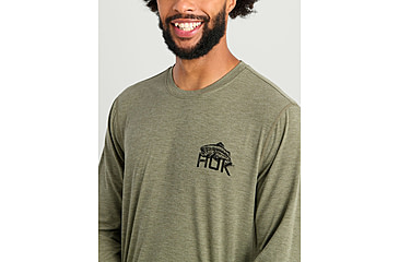 Image of HUK Performance Fishing Drift Graphic Crew Shirt -Mens, Long Sleeve, Heather Moss, Small, H1200709-318-S