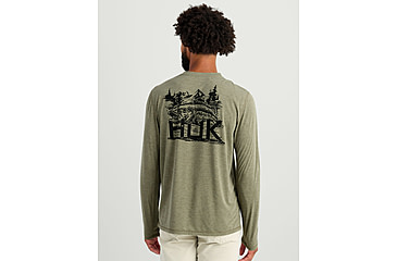 Image of HUK Performance Fishing Drift Graphic Crew Shirt -Mens, Long Sleeve, Heather Moss, Small, H1200709-318-S