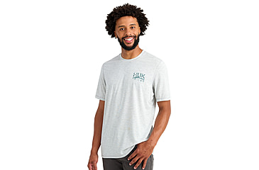 Image of HUK Performance Fishing Drift Graphic Crew Shirt -Mens, Short Sleeve, Harbormist Hthr, 2XL, H1200664-054-XXL