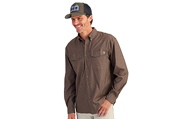 Image of HUK Performance Fishing Hawser Heather Flannel - Mens, Pluff Mud Hthr, Extra Large, H1500208-203-XL
