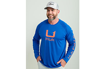 Image of HUK Performance Fishing Huk Icon Crew Long Sleeve Shirt Fresh Salmon XL E13EC917, ATH1200573460S