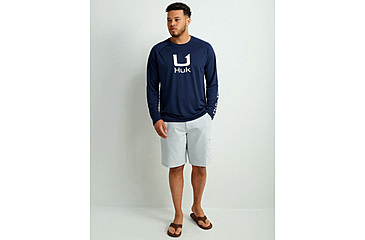 Image of HUK Performance Fishing Huk Icon Crew Long Sleeve Shirt Naval Academy 2XL C98F4773, ATH1200573413M