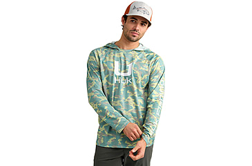 Image of HUK Performance Fishing Icon Printed Long Sleeve Hoodie - Mens