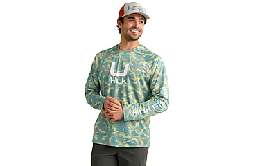 Image of HUK Performance Fishing Icon Printed Long Sleeve Hoodie - Mens