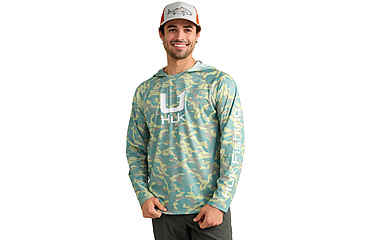 Image of HUK Performance Fishing Icon Printed Long Sleeve Hoodie - Mens