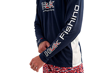 Image of HUK Performance Fishing Pursuit Americana Fill Hoodie - Men's, Naval Academy, 2XL, H1200754-413-XXL