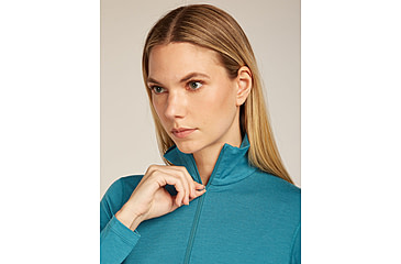 Image of Icebreaker Merino 200 Oasis Long Sleeve Half Zip Thermal Top - Womens, Topaz, Large, IBB043800GQL