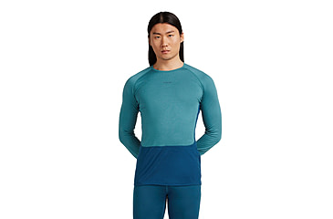 Image of Icebreaker Merino 200 ZoneKnit Long Sleeve Crew Thermal Top - Mens, Atlantis/Topaz/CB, Medium, IB0A579O0J7M