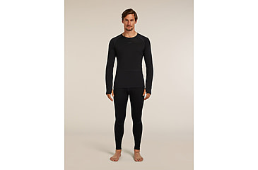 Image of Icebreaker Merino 200 ZoneKnit Long Sleeve Crew Thermal Top - Mens, Black, Large, IB0A579O001L