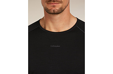 Image of Icebreaker Merino 200 ZoneKnit Long Sleeve Crew Thermal Top - Mens, Black, Large, IB0A579O001L