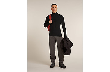 Image of Icebreaker Merino 200 ZoneKnit Long Sleeve Half Zip Thermal Top - Mens, Black, Extra Large, IB0A57CH001XL