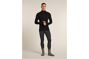 Image of Icebreaker Merino 200 ZoneKnit Long Sleeve Half Zip Thermal Top - Mens, Black, Extra Large, IB0A57CH001XL