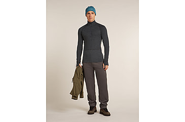 Image of Icebreaker Merino 260 ZoneKnit Long Sleeve Half Zip Thermal Top - Mens, Jet HTHR, Large, IB0A57CJ011L