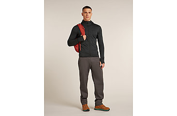 Image of Icebreaker Merino Blend 200 RealFleece Descender Long Sleeve Zip Hoodie - Mens, Jet HTHR/Black/CB, Large, IBBA56VZ944L