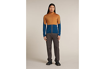 Image of Icebreaker Merino Blend 200 RealFleece Descender Long Sleeve Zip Hoodie - Mens, Trail/Atlantis/CB, Large, IBBA56VZ0J5L