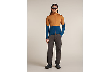 Image of Icebreaker Merino Blend 200 RealFleece Descender Long Sleeve Zip Hoodie - Mens, Trail/Atlantis/CB, Large, IBBA56VZ0J5L