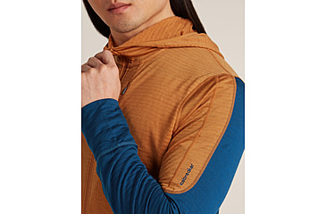 Image of Icebreaker Merino Blend 200 RealFleece Descender Long Sleeve Zip Hoodie - Mens, Trail/Atlantis/CB, Large, IBBA56VZ0J5L