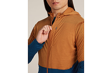 Image of Icebreaker Merino Blend 200 RealFleece Descender Long Sleeve Zip Hoodie - Mens, Trail/Atlantis/CB, Large, IBBA56VZ0J5L