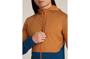 Image of Icebreaker Merino Blend 200 RealFleece Descender Long Sleeve Zip Hoodie - Mens, Trail/Atlantis/CB, Large, IBBA56VZ0J5L