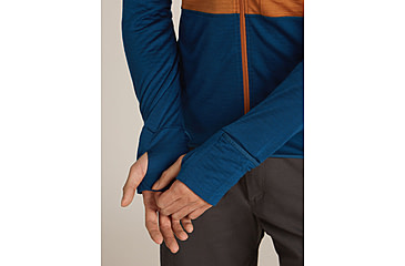 Image of Icebreaker Merino Blend 200 RealFleece Descender Long Sleeve Zip Hoodie - Mens, Trail/Atlantis/CB, Large, IBBA56VZ0J5L