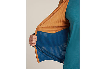 Image of Icebreaker Merino Blend 200 RealFleece Descender Long Sleeve Zip Hoodie - Mens, Trail/Atlantis/CB, Large, IBBA56VZ0J5L