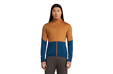 Image of Icebreaker Merino Blend 200 RealFleece Descender Long Sleeve Zip Hoodie - Mens, Trail/Atlantis/CB, Large, IBBA56VZ0J5L