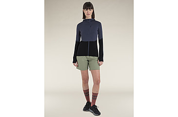 Image of Icebreaker Merino Blend 200 RealFleece Descender LS Zip Hoodie - Womens, Graphite/Black/CB, Extra Large, IBBA56YNA63XL