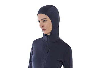 Image of Icebreaker Merino Blend 200 RealFleece Descender LS Zip Hoodie - Women's, Graphite/Black/CB, Extra Large, IBBA56YNA63XL