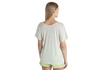 Image of Icebreaker Merino Drayden Reversible SS Top Stripe - Womens, Ecru Heather/Glazen/S, Large, IB0A56ZWB78L