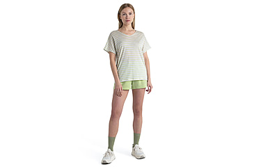 Image of Icebreaker Merino Drayden Reversible SS Top Stripe - Womens, Ecru Heather/Glazen/S, Large, IB0A56ZWB78L