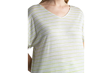 Image of Icebreaker Merino Drayden Reversible SS Top Stripe - Womens, Ecru Heather/Glazen/S, Large, IB0A56ZWB78L