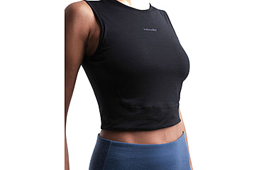 Image of Icebreaker Women Merino 125 ZoneKnit Energy Wind Cropped Bra-Tank, Black, S, IB0A56XT001S