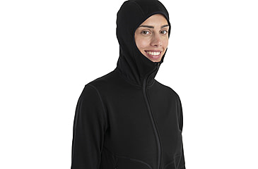 Image of Icebreaker Women Merino 560 Realfleece Elemental LS Zip Hoodie, Black, L, IBBA56SS001L