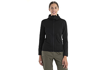 Image of Icebreaker Women Merino 560 Realfleece Elemental LS Zip Hoodie, Black, L, IBBA56SS001L