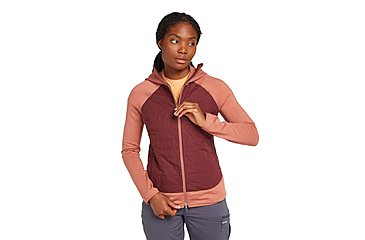 Image of Icebreaker Women Merino Quantum Hybrid LS Zip Hoodie, Cedar Wood/Port/CB, M, IBBA56SZ02TM