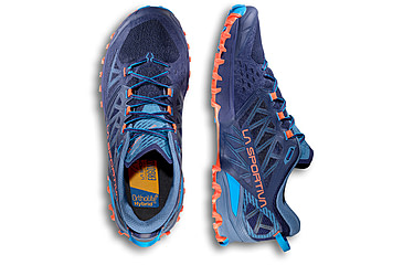 Image of La Sportiva Bushido III Wide Road Running Shoes - Mens, Deep Sea/Cherry Tomato W, 44.5, 56U-643322W-44.5