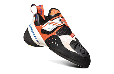 Image of La Sportiva Solution Climbing Shoes - Womens, White/Lily Orange, 37, ZFCS014-W00O03-37