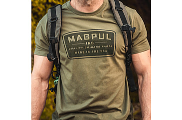 Image of Magpul Industries Go Bang Parts Patch T-Shirt - Mens, Large, Cotton Polyester Blend, Olive Drab Green, MAG1526-316-L