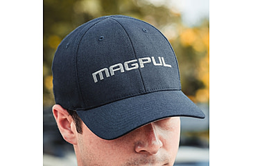 Image of Magpul Industries Wordmark Stretch Fit Hat, Navy, L/XL, MAG1103-410-L/X